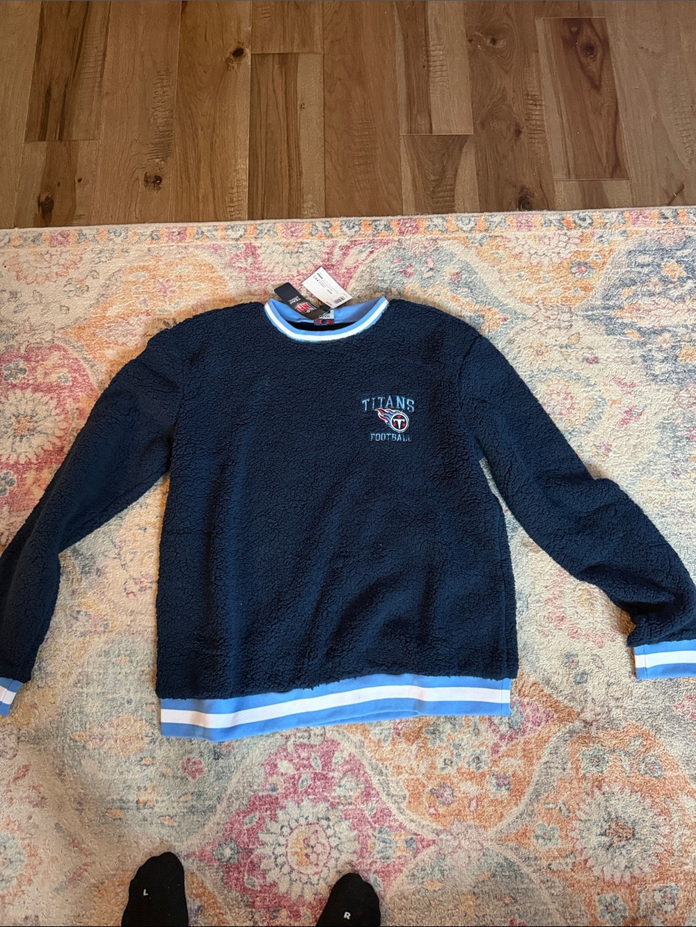 Tennessee Titans Navy Sherpa Crewneck Sweater